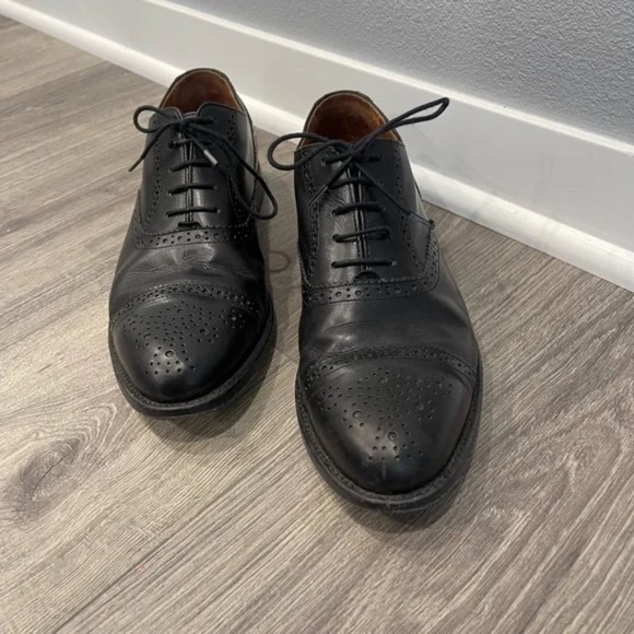 J. Crew Mens Ludlow Classic Black Leather Semi Brogue Shoes - Picture 3 of 16